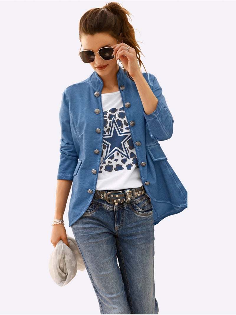 Veste Sweat Pur Coton - Taille Standard - Witt Bleu jean - Kiabi