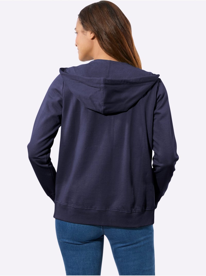Veste sweat pur coton - taille standard - witt Bleu marine - Kiabi
