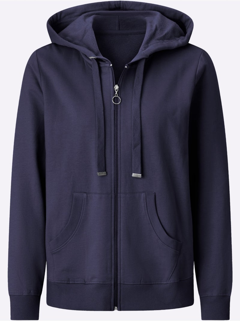 Veste sweat pur coton - taille standard - witt Bleu marine - Kiabi