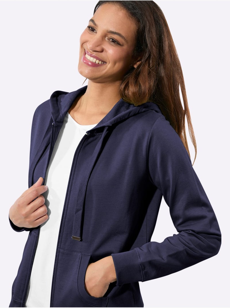 Veste sweat pur coton - taille standard - witt Bleu marine - Kiabi