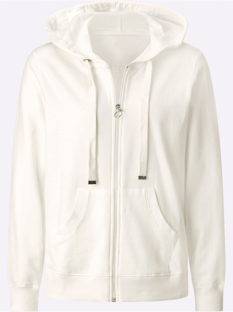 Veste sweat pur coton - taille standard - witt Ecru - Kiabi