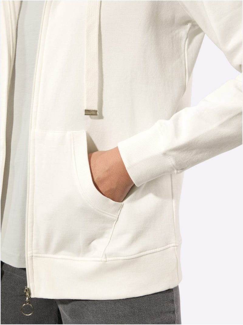 Veste sweat pur coton - taille standard - witt Ecru - Kiabi