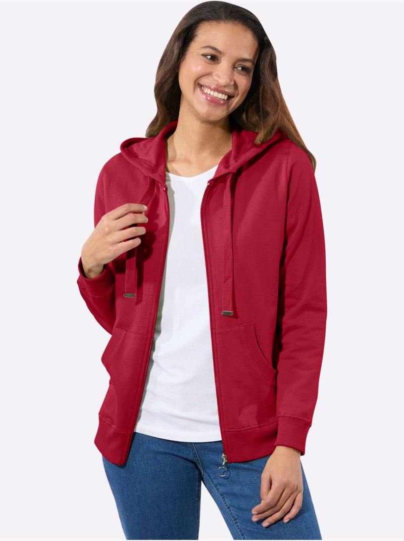 Veste sweat pur coton - taille standard - witt Rouge - Kiabi