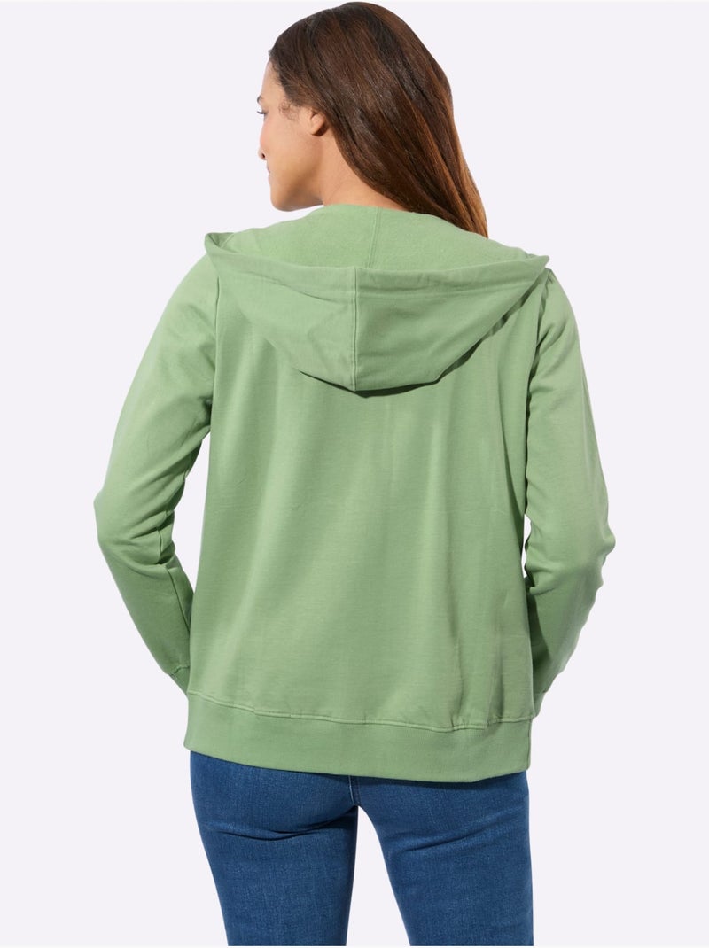 Veste sweat pur coton - taille standard - witt Vert eucalyptus - Kiabi