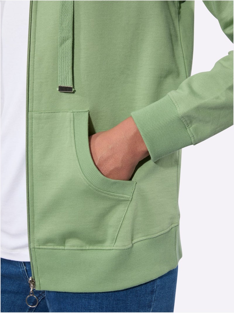 Veste sweat pur coton - taille standard - witt Vert eucalyptus - Kiabi