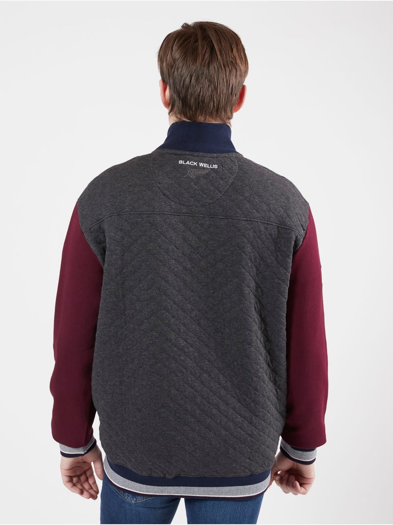 VESTE SWEAT RETRO ACADEMY Gris Bordeaux - Kiabi