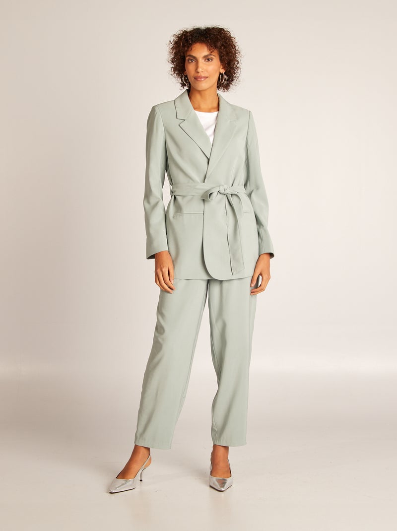 Veste tailleur avec ceinture à nouer BLEU - Kiabi