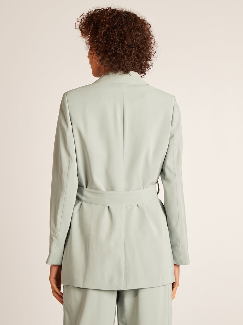 Veste tailleur avec ceinture à nouer BLEU - Kiabi