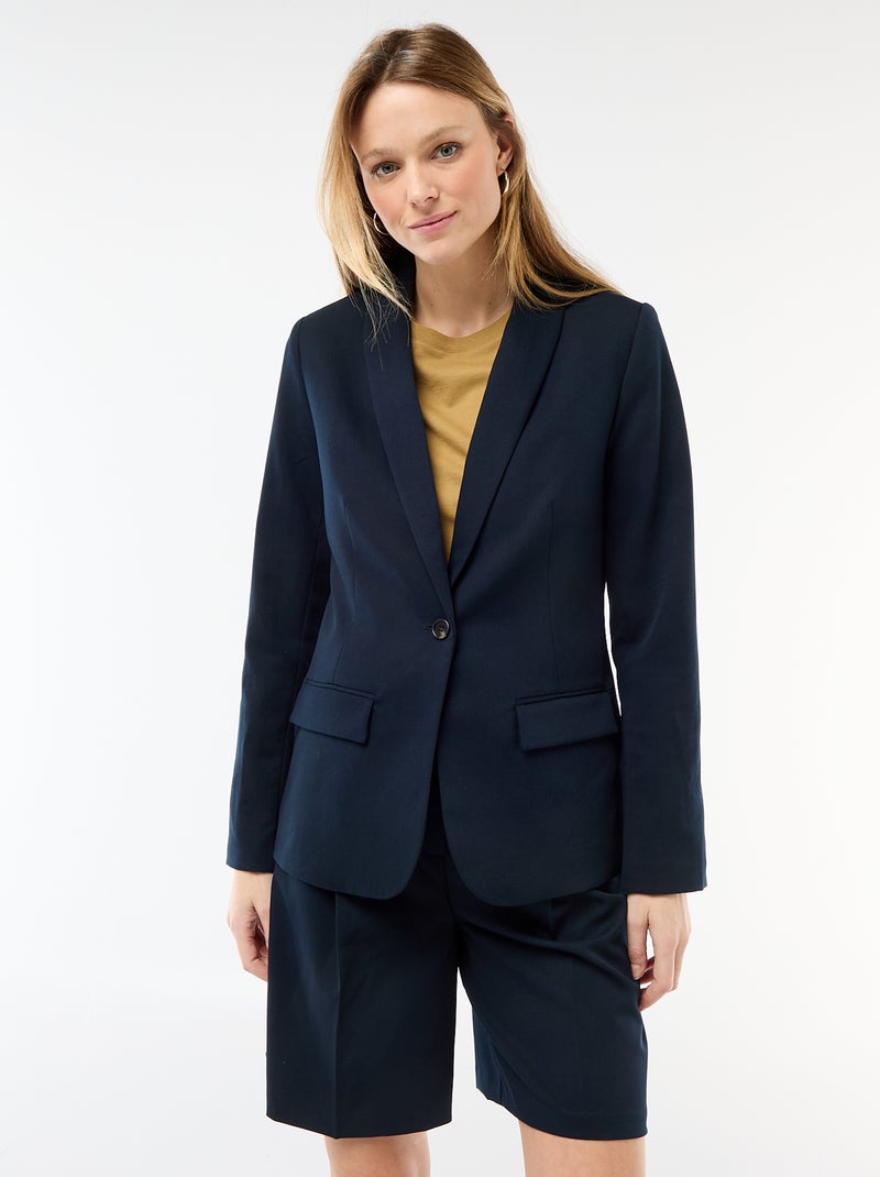 Veste tailleur avec col châle Bleu - Kiabi