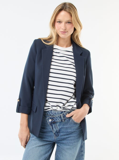 Veste tailleur avec manches 3/4 pans libres - Kiabi