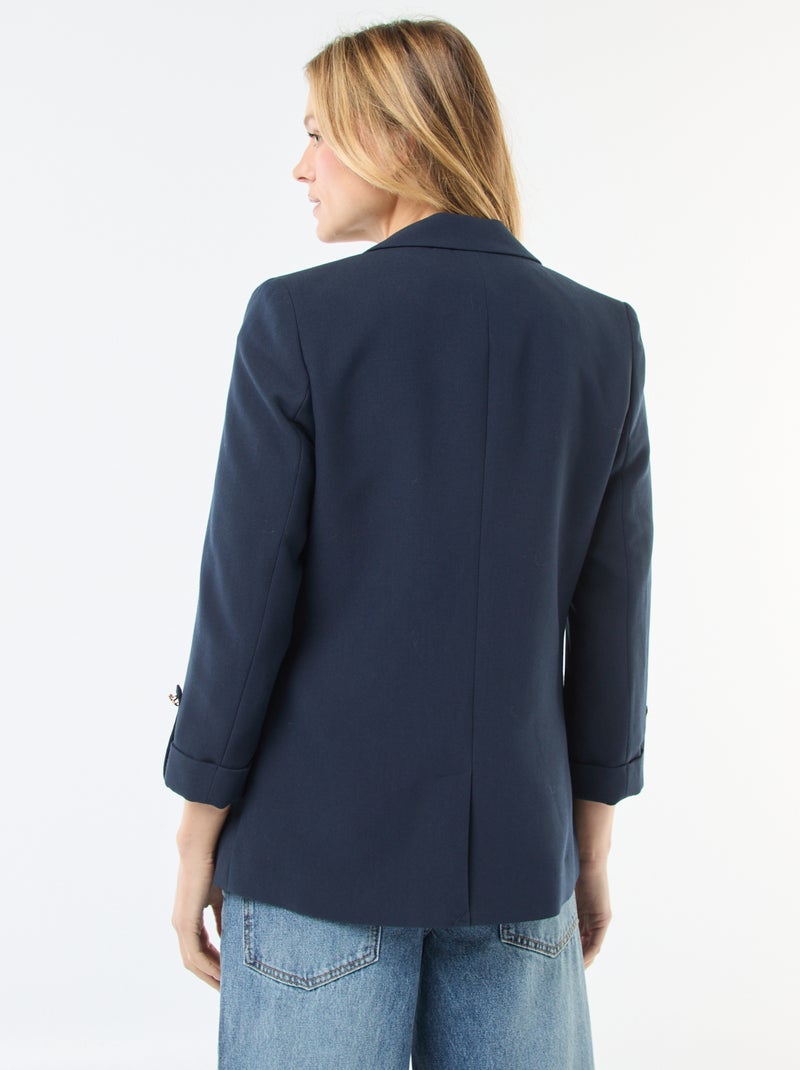 Veste tailleur avec manches 3/4 pans libres Bleu - Kiabi