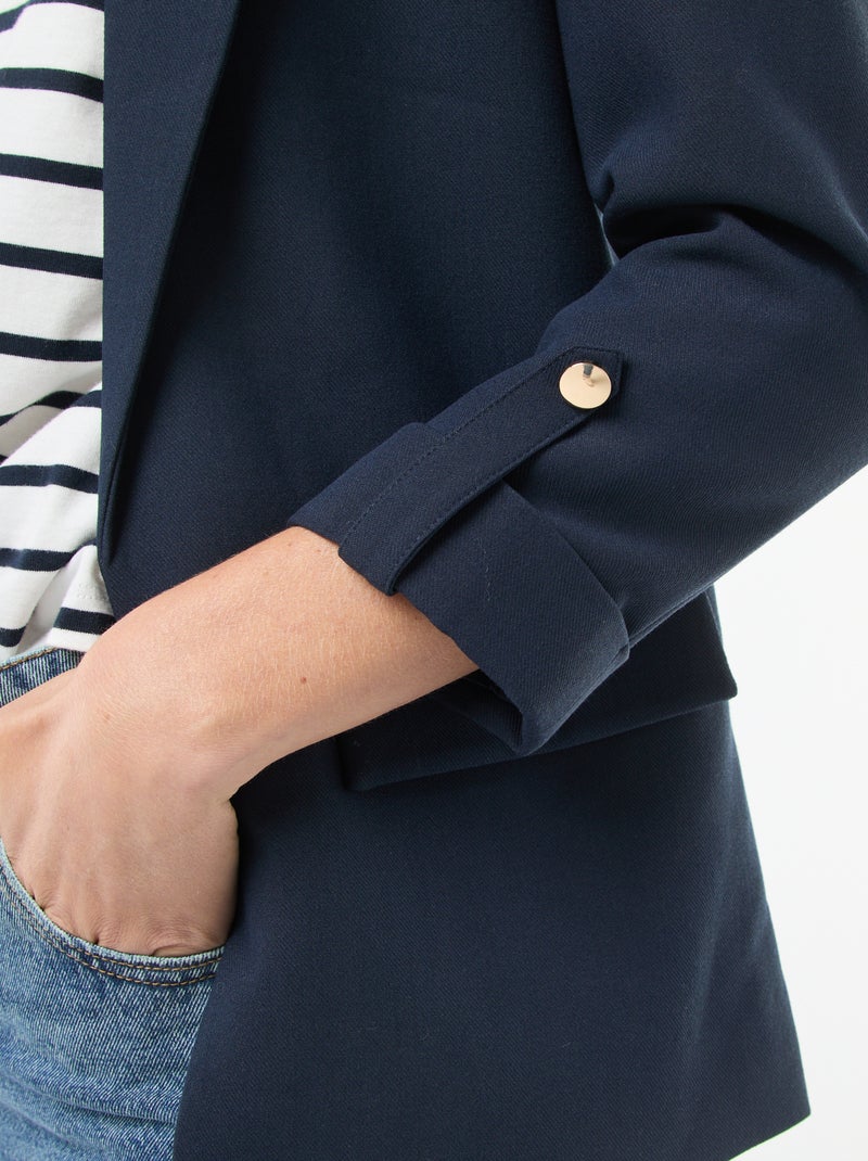Veste tailleur avec manches 3/4 pans libres Bleu - Kiabi