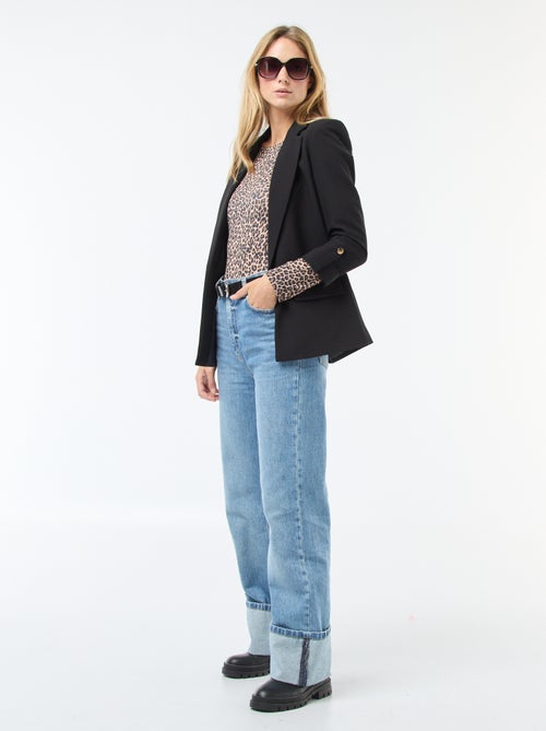 Veste tailleur avec manches 3/4 pans libres - Kiabi