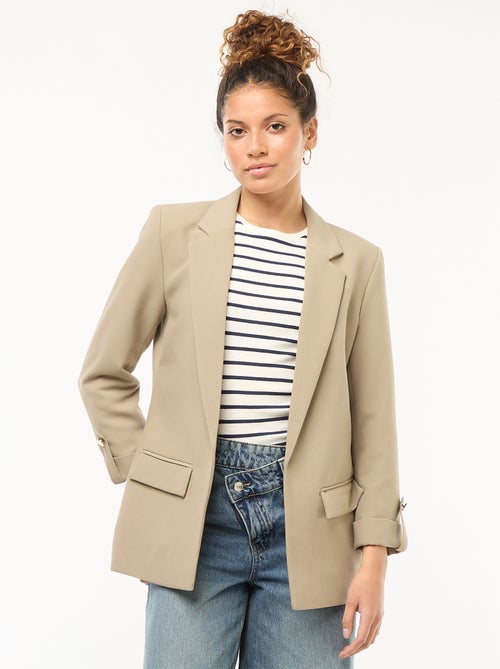 Veste tailleur avec manches 3/4 pans libres - Kiabi