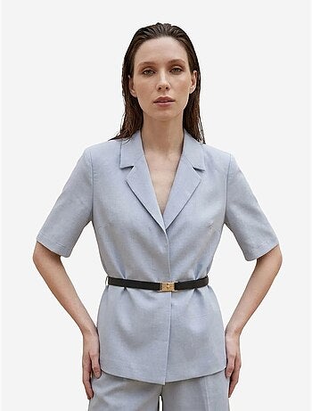 Veste tailleur ceinturée à col châle my fashion