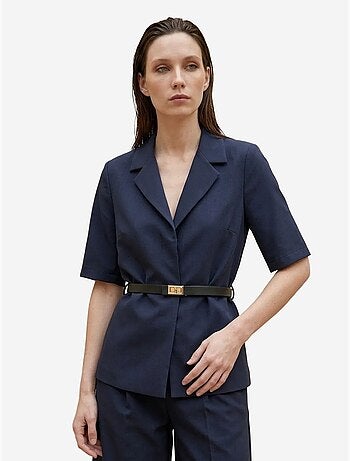 My fashion veste tailleur ceinturée à col châle