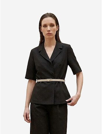 My fashion veste tailleur ceinturée à col châle