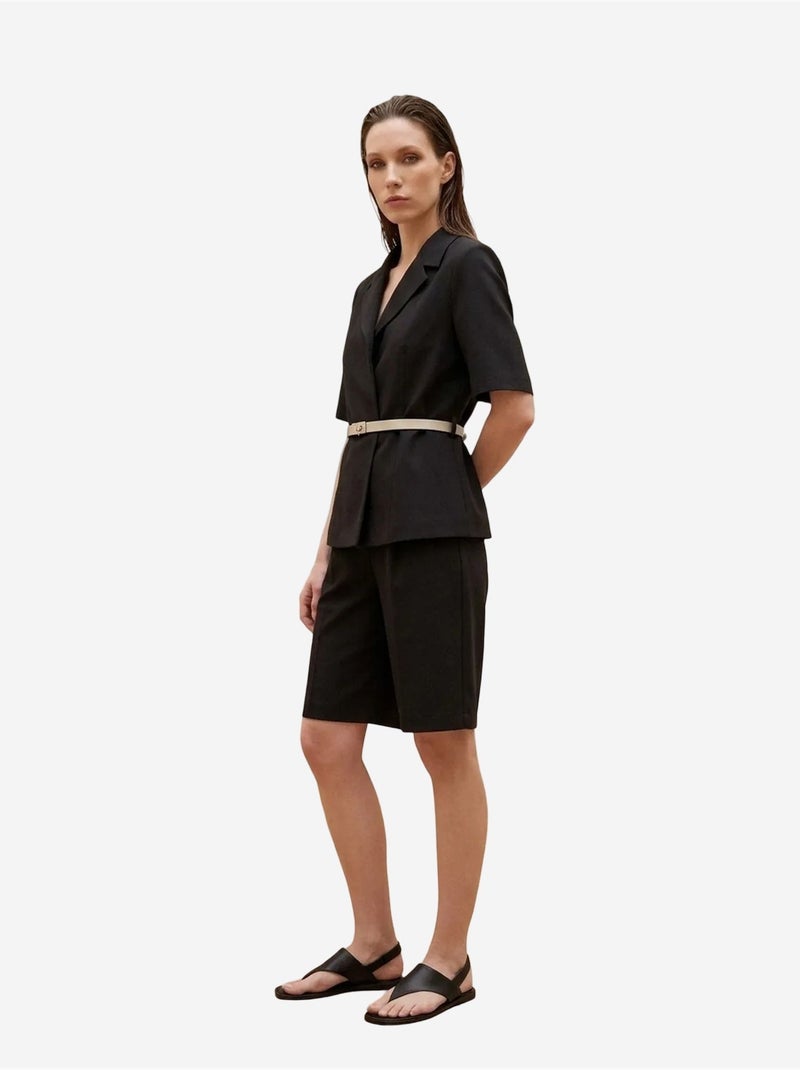 Veste tailleur ceinturée à col châle my fashion Noir - Kiabi
