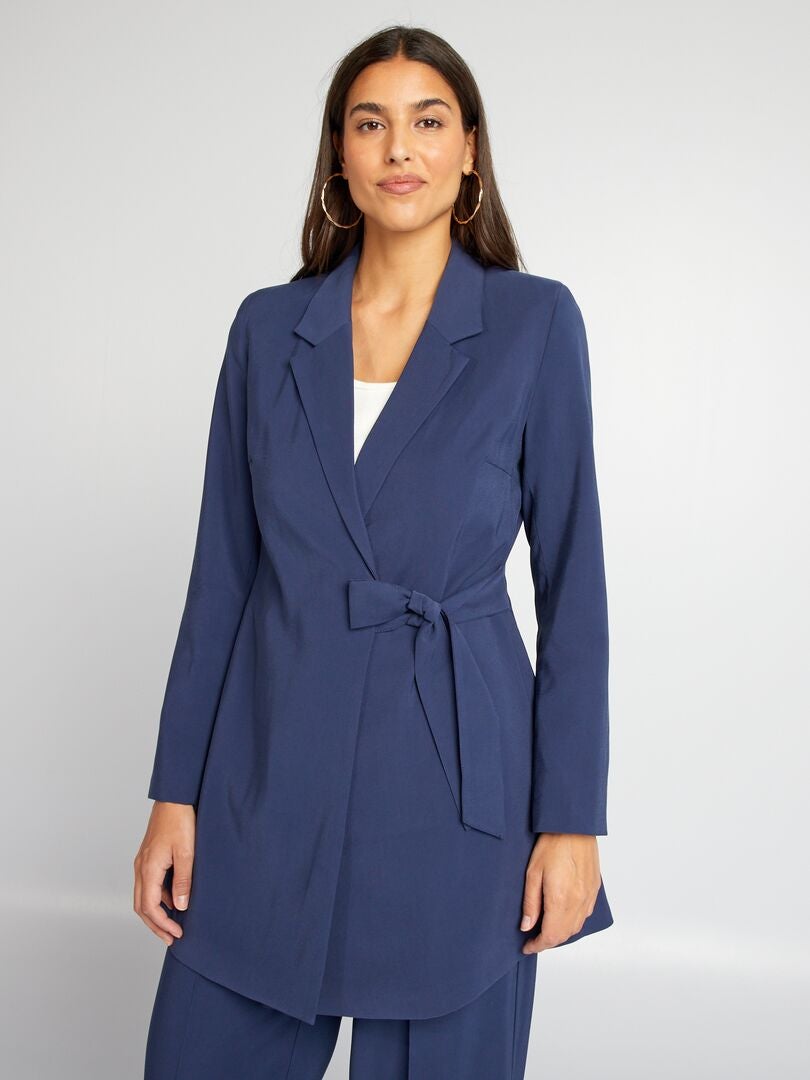 Veste tailleur ceinturée Bleu marine - Kiabi