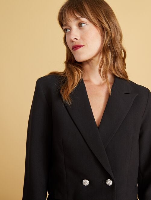 Veste tailleur crop avec boutons brillants - Kiabi