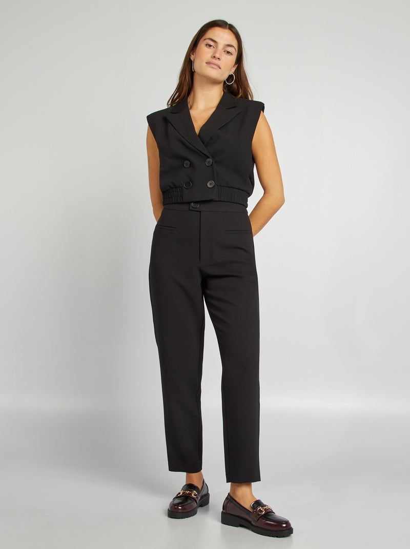 Veste tailleur crop noir - Kiabi