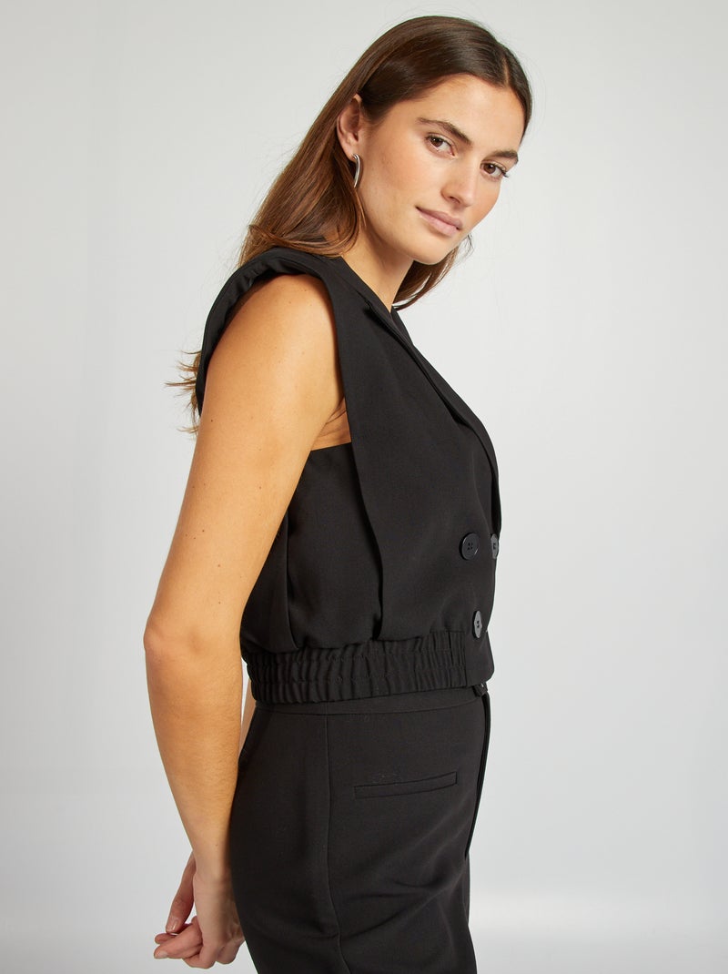 Veste tailleur crop noir - Kiabi
