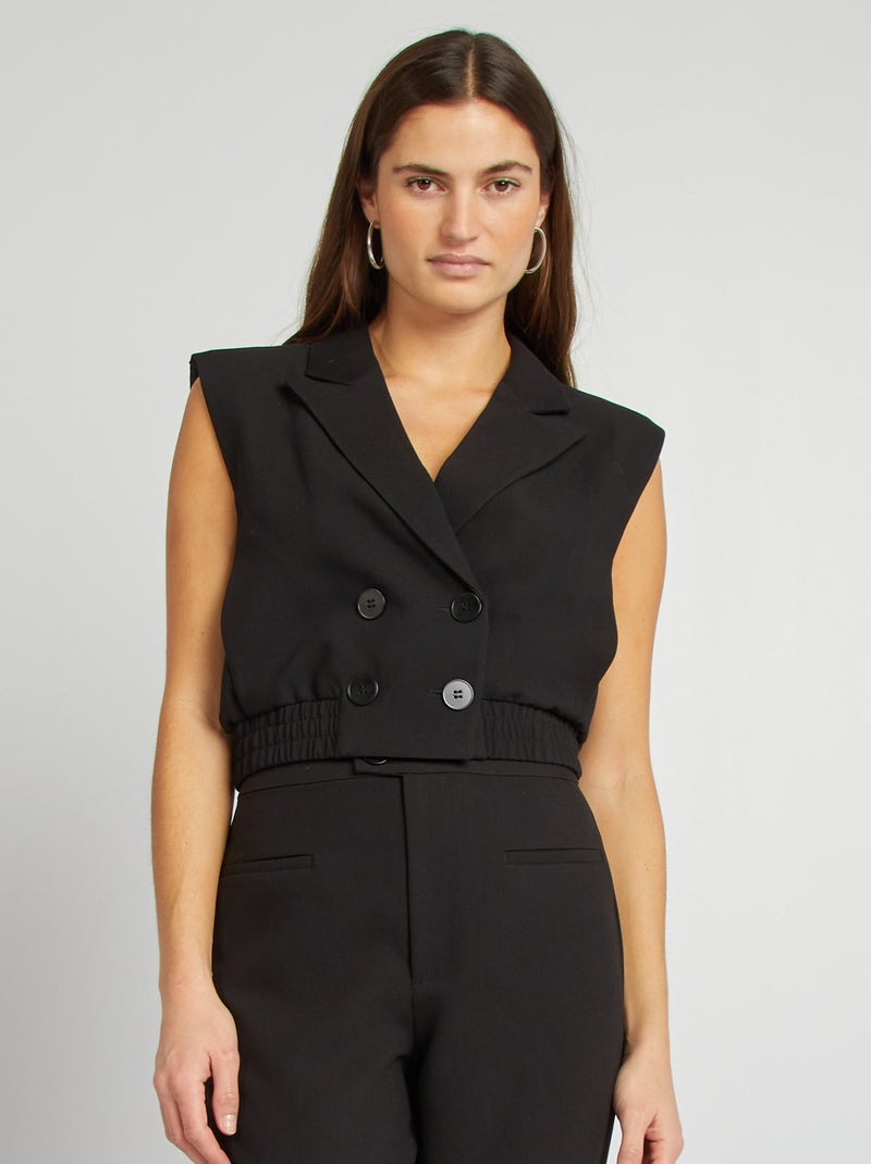 Veste tailleur crop noir - Kiabi