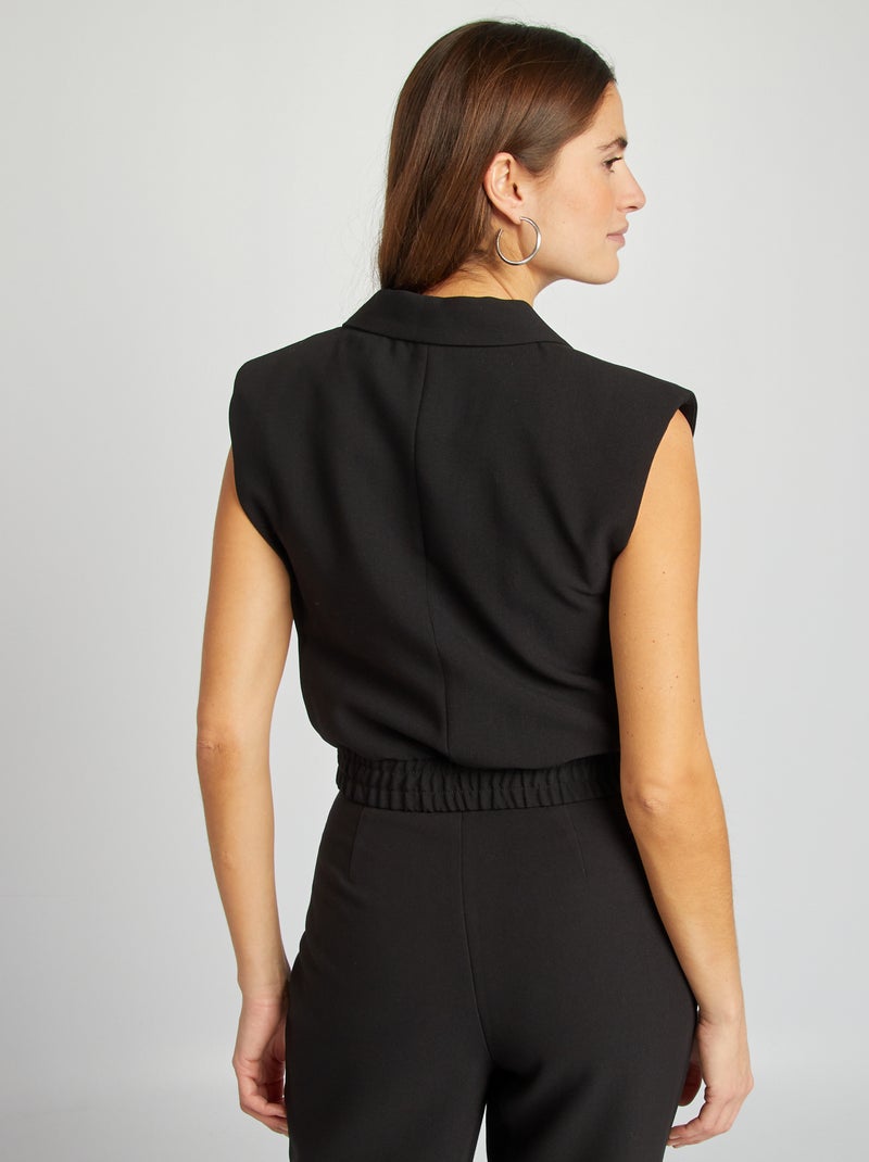 Veste tailleur crop noir - Kiabi