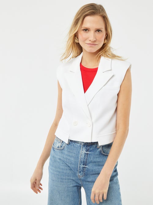 Veste tailleur crop-top  sans manches - Kiabi