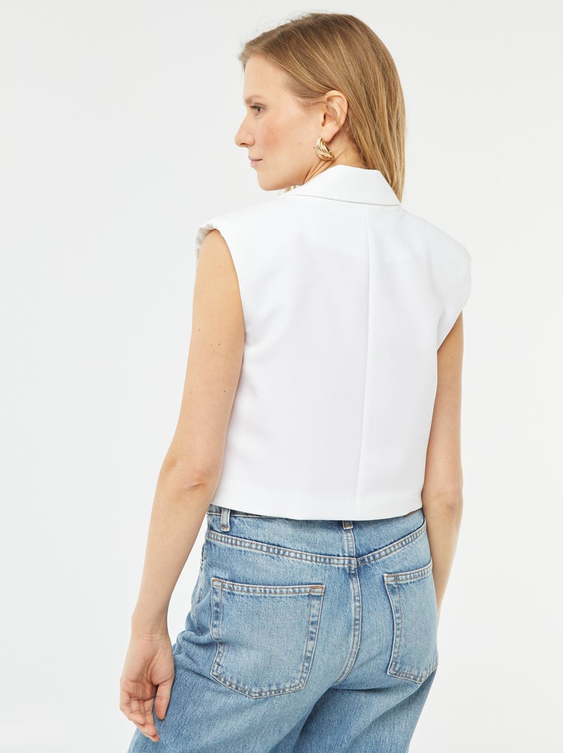 Veste tailleur crop-top  sans manches Blanc - Kiabi