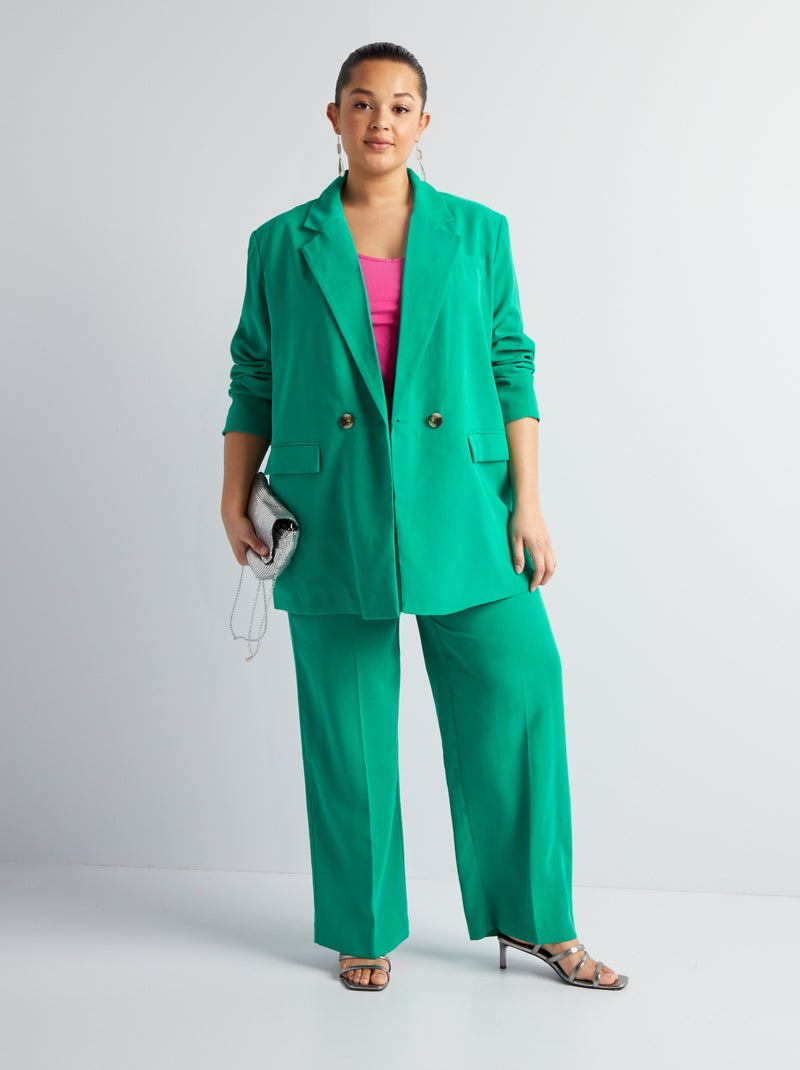 Veste tailleur en twill Vert - Kiabi