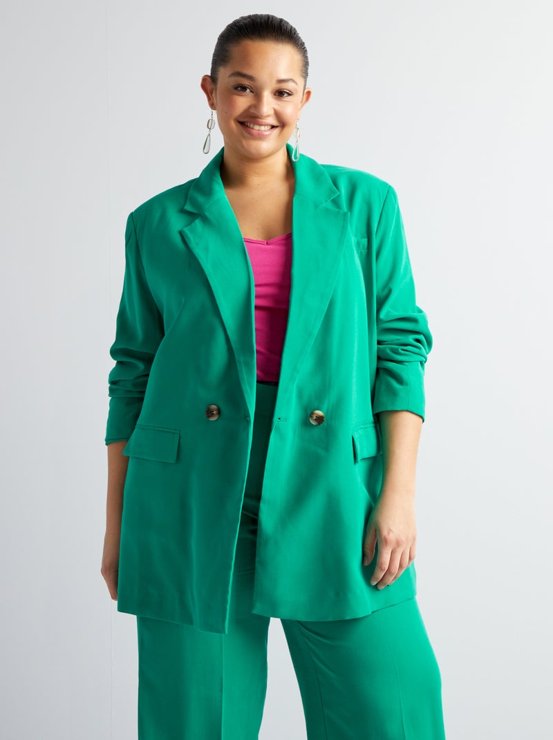 Veste tailleur en twill Vert - Kiabi