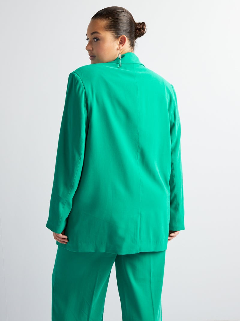 Veste tailleur en twill Vert - Kiabi