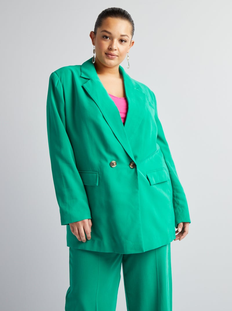 Veste tailleur en twill Vert - Kiabi
