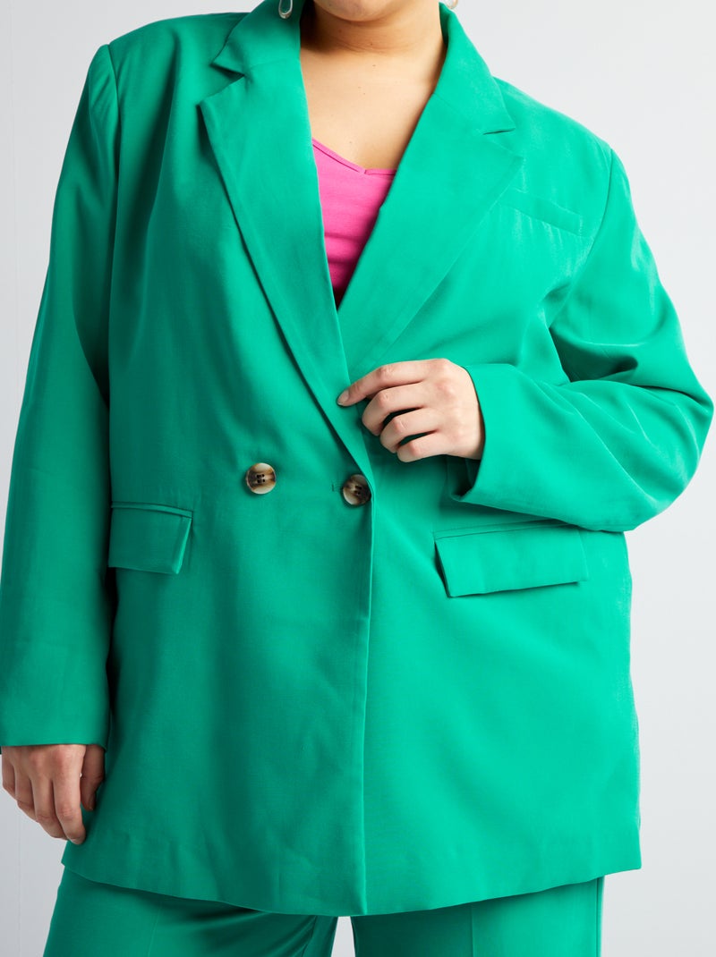 Veste tailleur en twill Vert - Kiabi