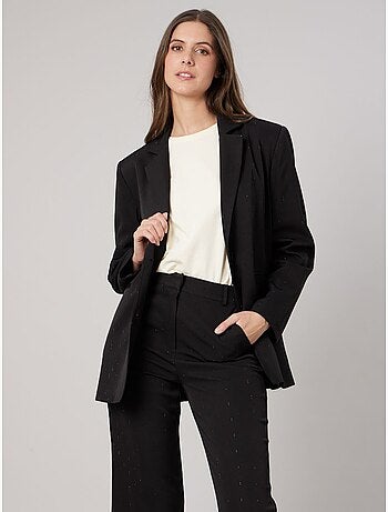 Veste tailleur femme droite à strass 'deeluxe'