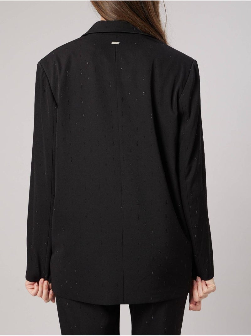 Veste tailleur femme droite à strass 'deeluxe' Noir - Kiabi