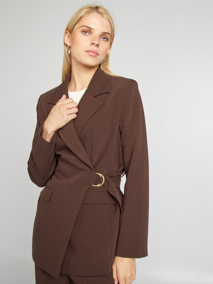 Veste tailleur longue avec boucle Marron Kiabi 25.00