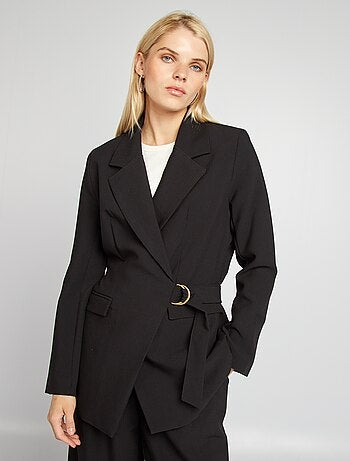 Veste tailleur longue avec boucle