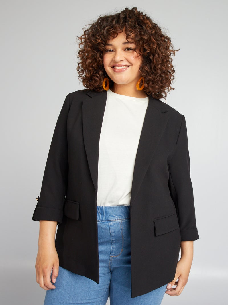 Veste tailleur mi-longue Noir - Kiabi
