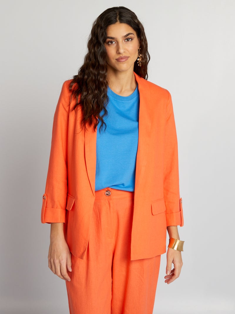 Veste tailleur mi-longue Orange - Kiabi