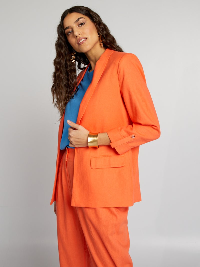 Veste tailleur mi-longue Orange - Kiabi