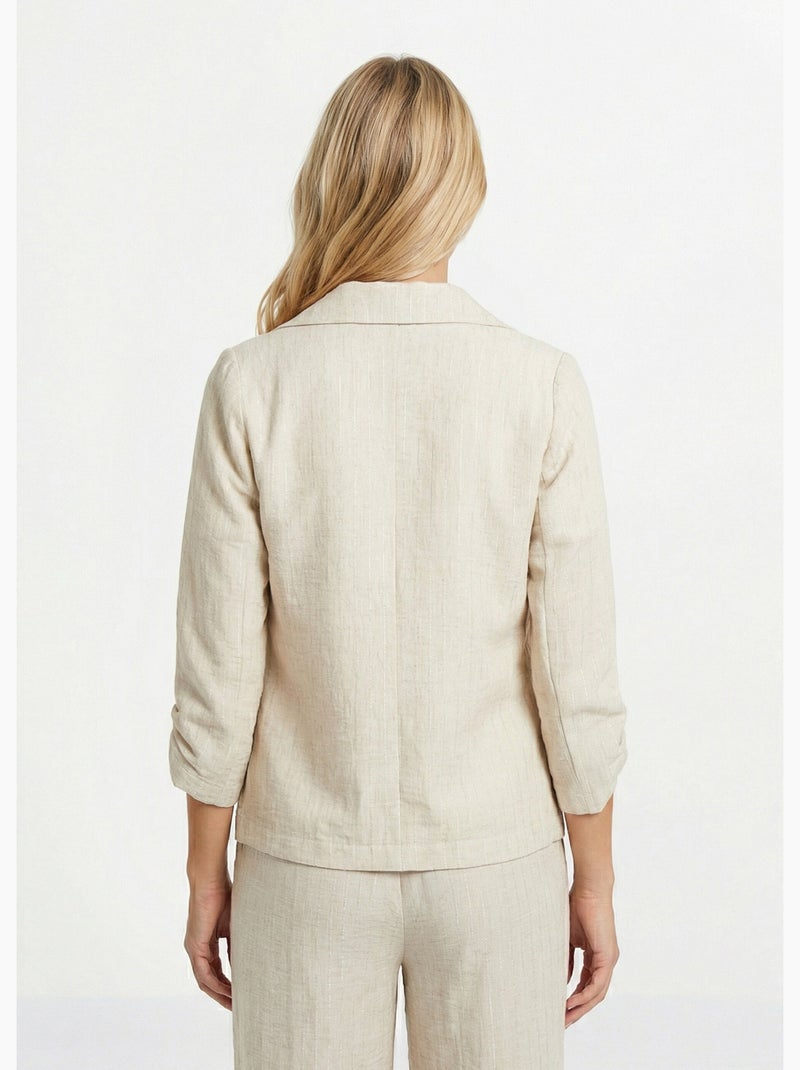 Veste tailleur rayée, aspect irrégulier - Afibel Beige - Kiabi