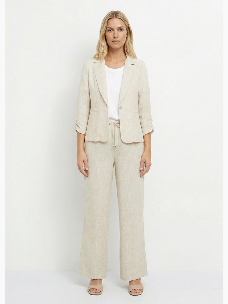 Veste tailleur rayée, aspect irrégulier - Afibel Beige - Kiabi
