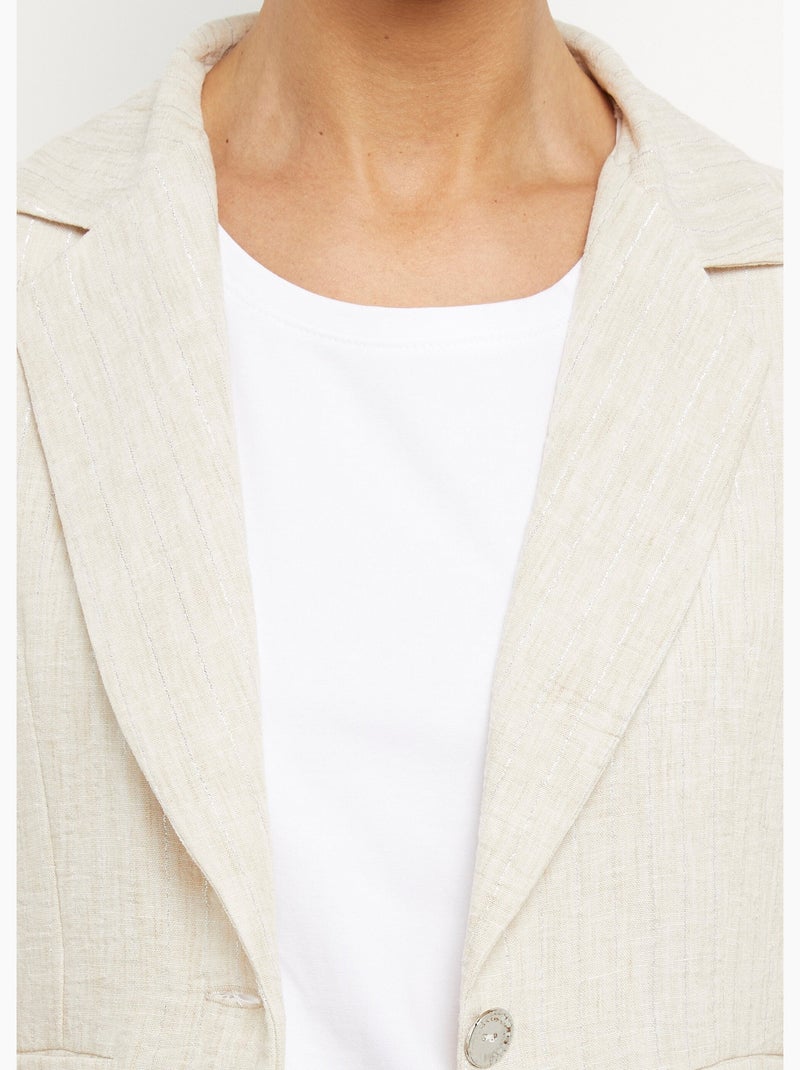 Veste tailleur rayée, aspect irrégulier - Afibel Beige - Kiabi