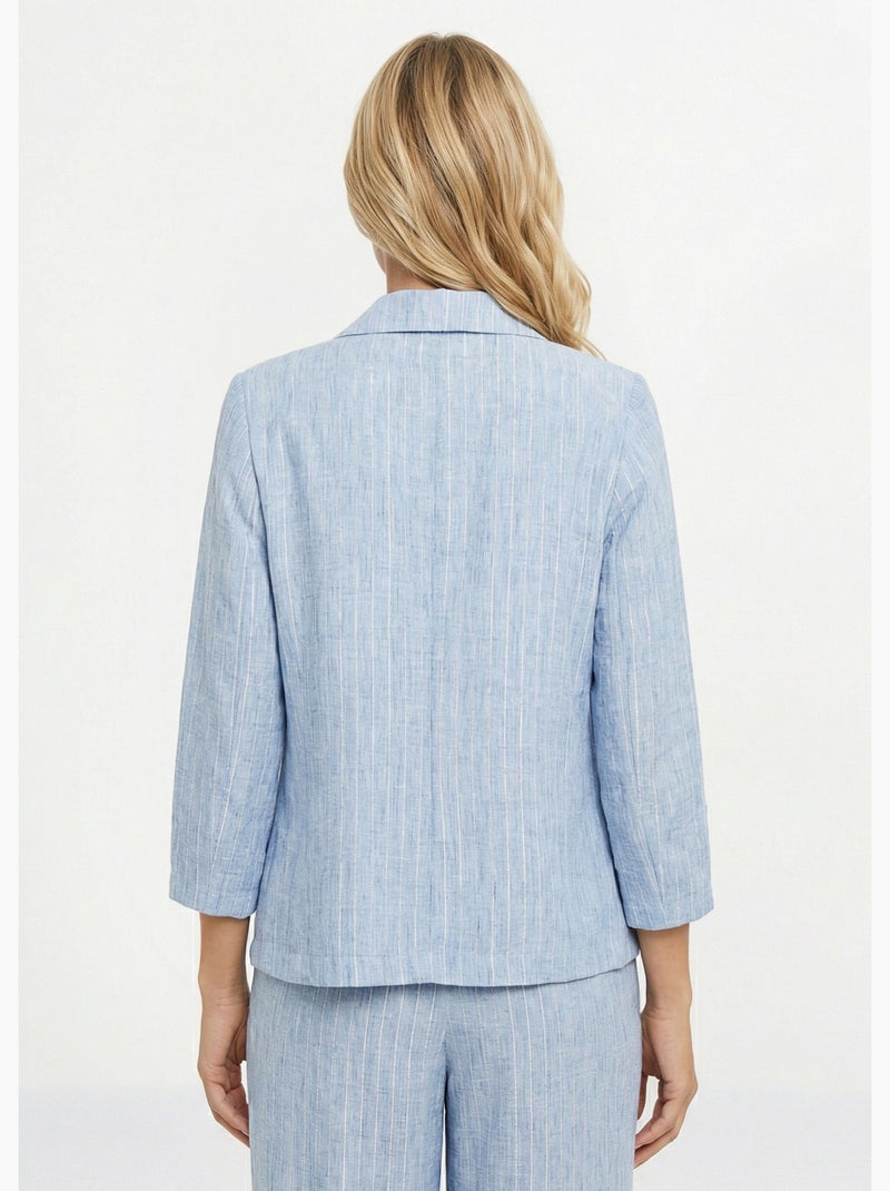 Veste tailleur rayée, aspect irrégulier - Afibel Bleu - Kiabi