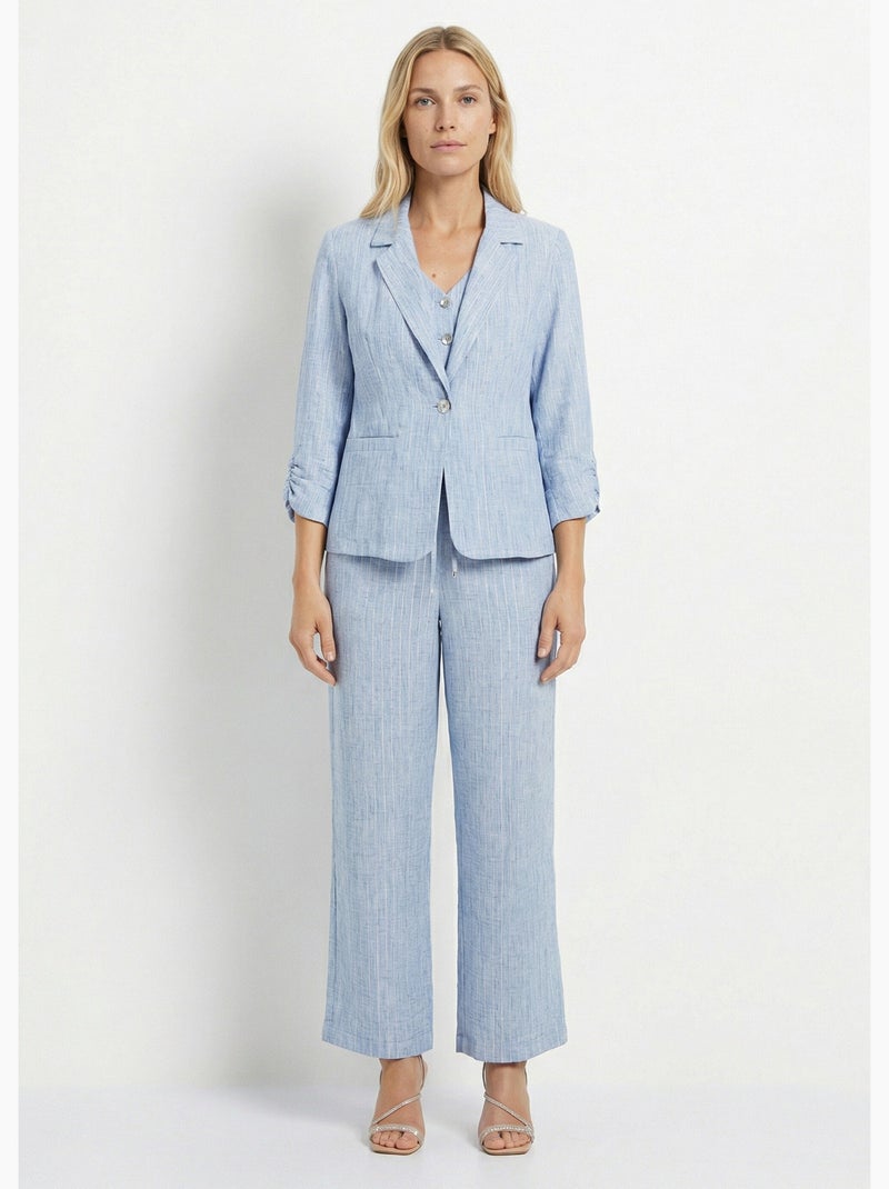 Veste tailleur rayée, aspect irrégulier - Afibel Bleu - Kiabi