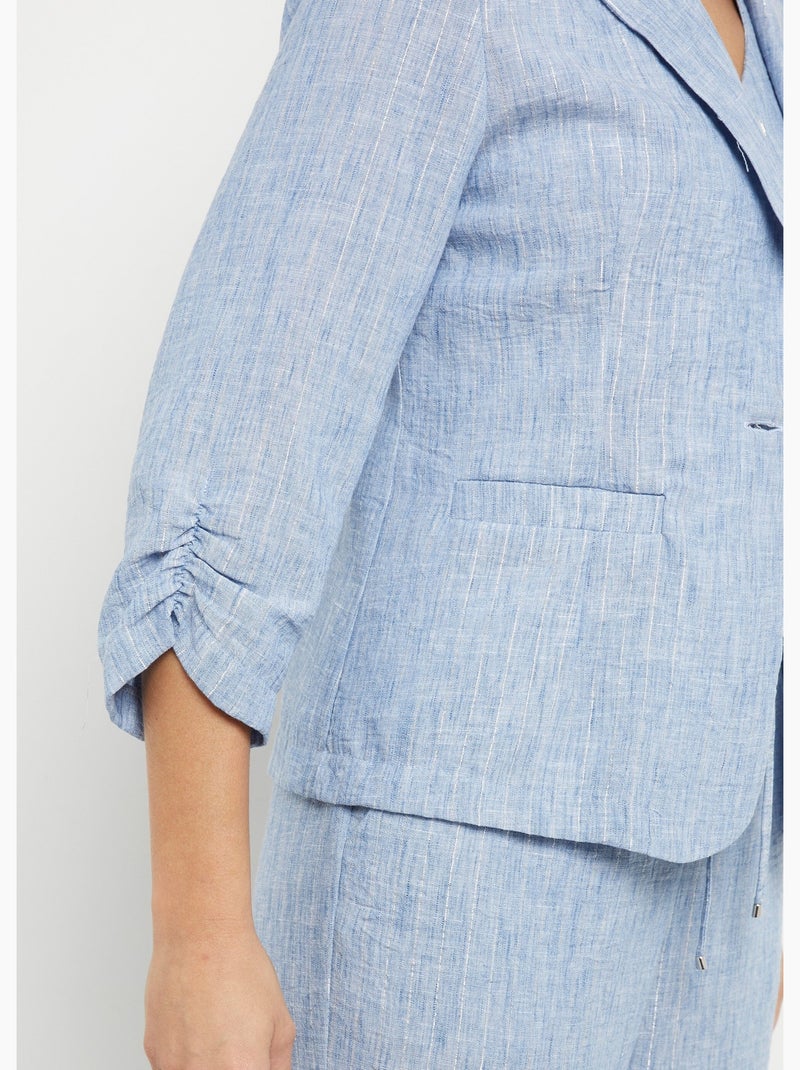 Veste tailleur rayée, aspect irrégulier - Afibel Bleu - Kiabi