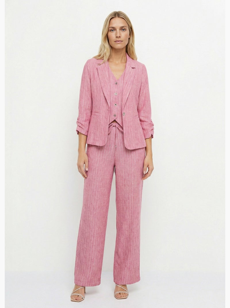 Veste tailleur rayée, aspect irrégulier - Afibel Framboise - Kiabi