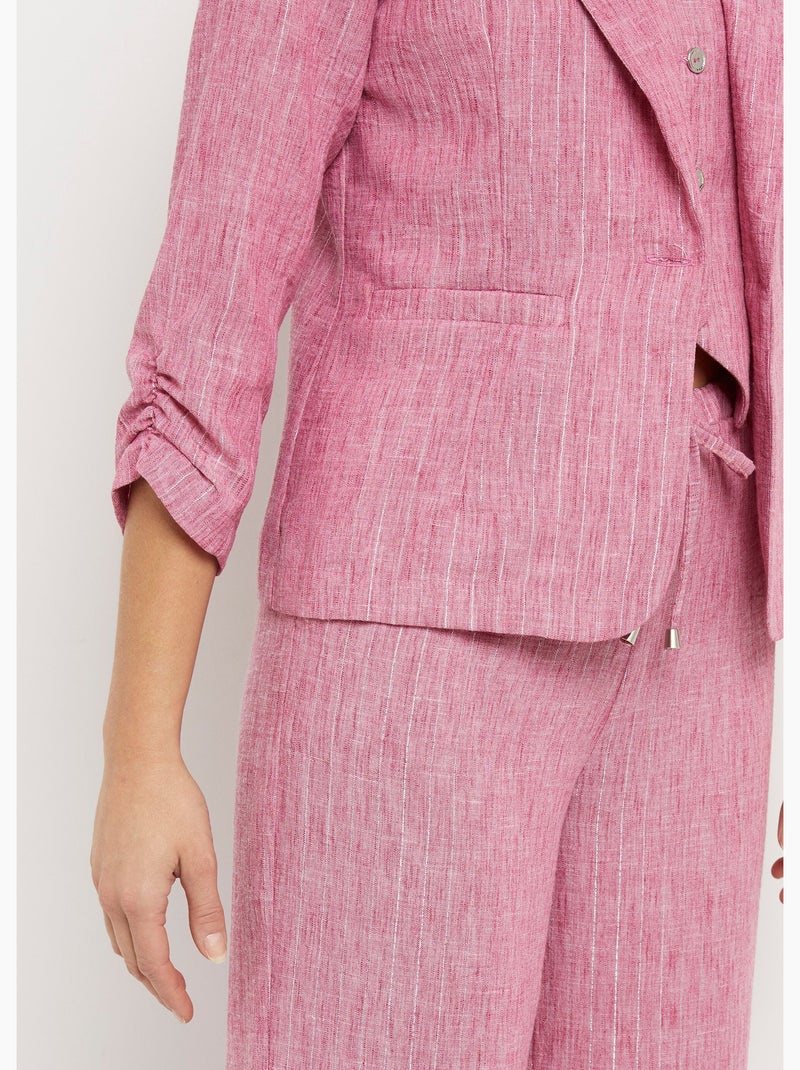 Veste tailleur rayée, aspect irrégulier - Afibel Framboise - Kiabi